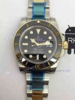 Swiss Copy Rolex Submariner Watch 2-Tone Black Dial Black Ceramics